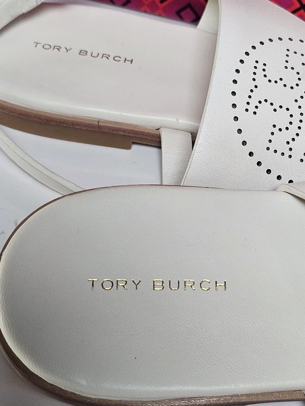 Tory Burch Capri Perf Leather Sandal Light Cream Size 10.5 NIB
